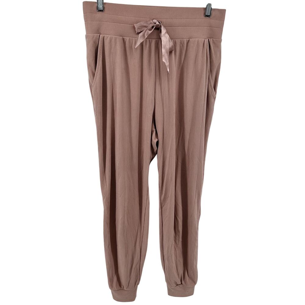 Victoria’s Secret Lounge Pajama Joggers Pants Satin Drawstring Rib Knit Pink M